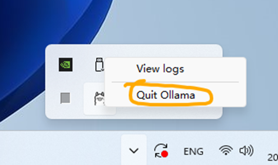 Quit Ollama